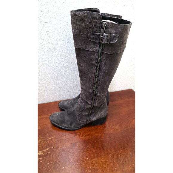 Born Women's Grey Suede Knee-High Riding Boots Side Zippers size 7 - Picture 4 of 10
